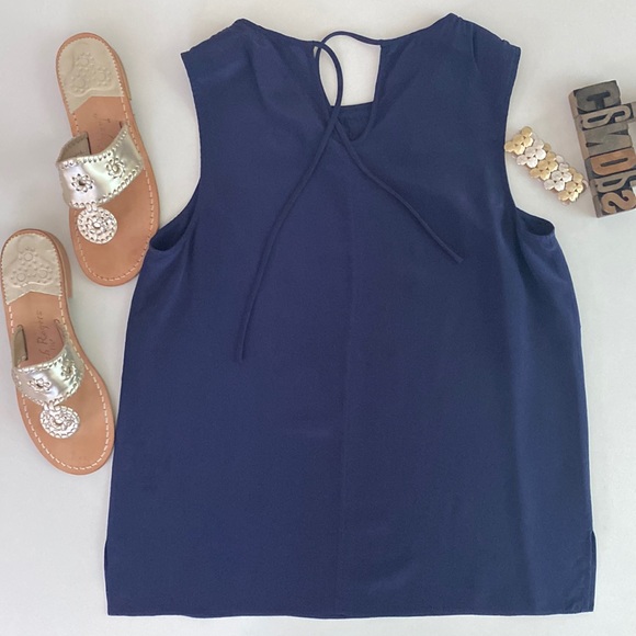 🌴LILLY PULITZER ‘Havana’ Embellished Silk Top in Navy - Picture 8 of 10